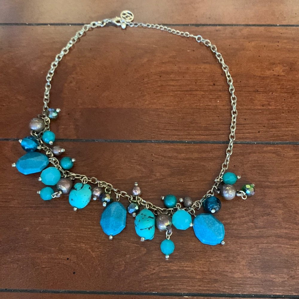Aqua turquoise colored beaded jewelry set